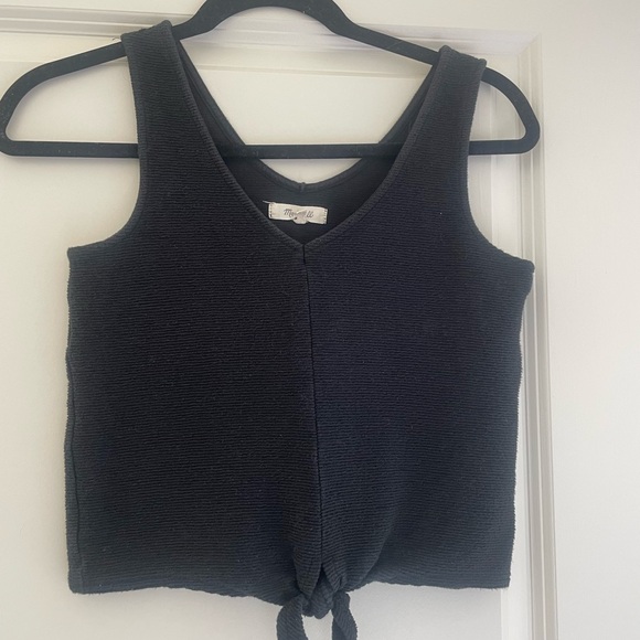 Madewell Black Textured Tie-Front Tank Top - Picture 1 of 4